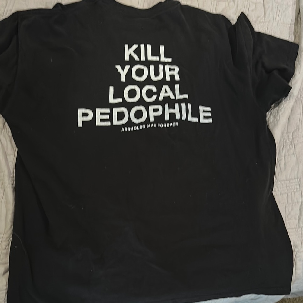 Black Short Sleeve Tee with Text Design
